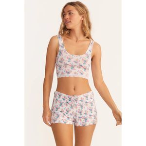 LoveShackFancy Pink Floral Cropped Pajama Tank & Shorts Set